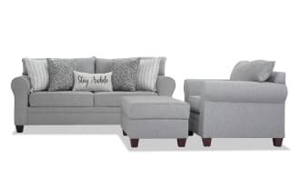 Laurel Gray 85'' Sofa, Chair & Storage Ottoman