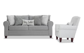 Laurel Gray 85'' Sofa & Accent Chair