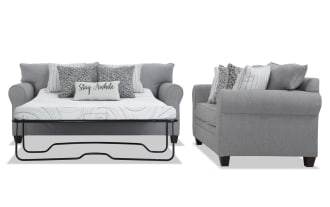 Laurel Gray 90'' Sleeper Sofa with Queen Cooling Mattress & 65'' Loveseat