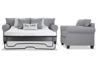 Laurel Gray 90'' Sleeper Sofa with Queen Gel Mattress & Chair