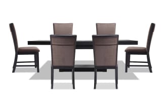 Cosmopolitan 7 Piece Black & Chocolate Upholstered Extendable Dining Set