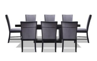 Cosmopolitan 9 Piece Black & Gray Upholstered Extendable Dining Set