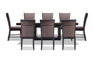 Cosmopolitan 9 Piece Black & Chocolate Upholstered Extendable Dining Set