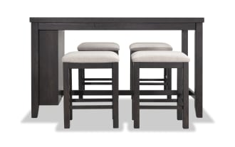 Sonoma 5 Piece Espresso Upholstered Counter Height Kitchen Island Set