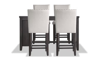 Sonoma 5 Piece Espresso Upholstered Counter Height Kitchen Island Set