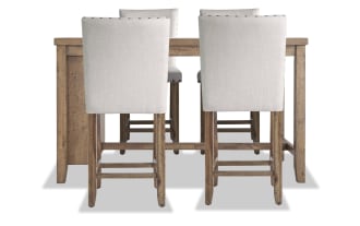 Sonoma 5 Piece Natural Upholstered Counter Height Kitchen Island Set