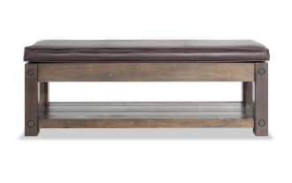Sonoma Brown Leather Storage Bench