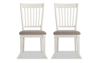 Montana White & Beige Slat Back Upholstered Dining Chair (Set of 2)