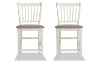Montana White & Beige Slat Back Counter Height Stool (Set of 2)