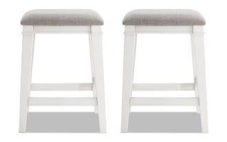 Montana White & Beige Backless Upholstered Counter Height Stool (Set of 2)