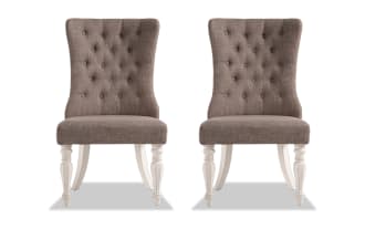 Scarlett White & Beige Solid Back Upholstgered Dining Chair (Set of 2)