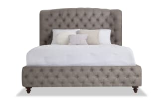 Scarlett Queen Gray Upholstered Panel Bed