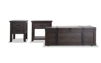 Montana Brown Storage Trunk Coffee with End & Chairside Table Set