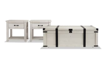 Montana White Storage Trunk Coffee & 2 End Table Set