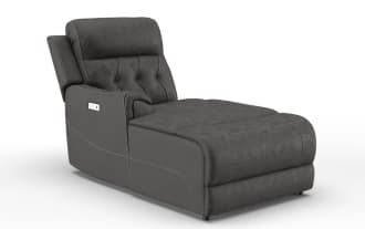 Canyon Gray Left Arm Facing Power Reclining Chaise with Power Headrest