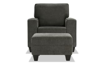 Bowie Gray Chair & Ottoman