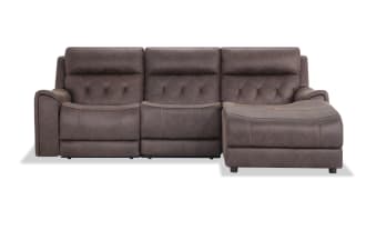 Canyon Walnut 98'' Power Reclining 3 Piece Right Arm Facing Chaise Sectional with Armless Chair & Power Headrest