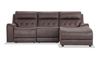 Canyon Walnut 98'' Power Reclining 3 Piece Right Arm Facing Chaise Sectional with Armless Recliner & Power Headrest