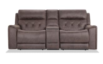 Canyon Walnut 83'' Power Reclining Console Loveseat with Power Headrest
