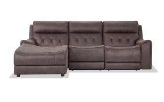 Canyon Walnut 98'' Power Reclining 3 Piece Left Arm Facing Chaise Sectional with Armless Chair & Power Headrest