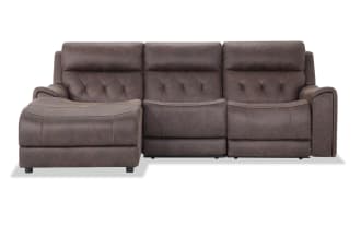 Canyon Walnut 98'' Power Reclining 3 Piece Left Arm Facing Chaise Sectional with Armless Recliner & Power Headrest