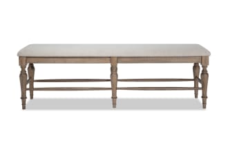 Cottage Chic Light Brown & Beige Upholstered Dining Bench