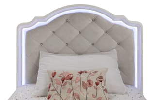 Madelyn Twin White Upholstered Panel Bed
