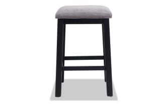 Elevations Black & Gray Backless Upholstered Sofa Table Stool (Set of 2)