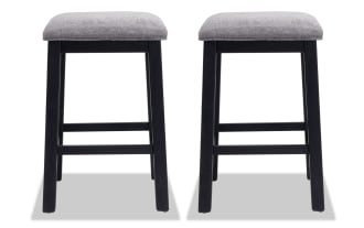 Elevations Black & Gray Backless Upholstered Sofa Table Stool (Set of 2)