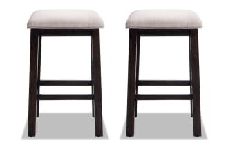 Montana Espresso & Beige Backless Upholstered Sofa Table Stool (Set of 2)