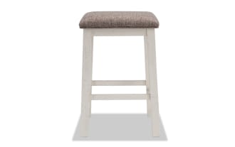 Montana White & Beige Backless Upholstered Sofa Table Stool (Set of 2)