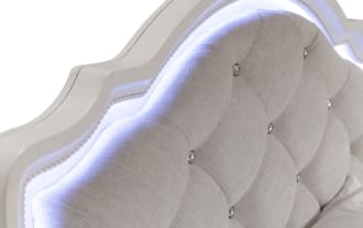 Madelyn Twin White & Silver Upholstered Panel Bed with Twin Trundle