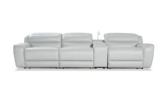 Milan Fog Leather 131'' Power Reclining Sofa with Armless Chair & Power Headrest