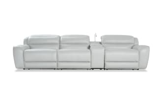 Milan Fog Leather 131'' Power Reclining Sofa with Armless Recliner & Power Headrest