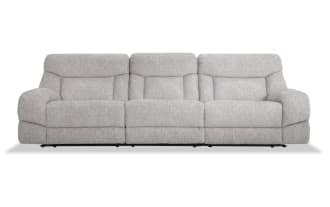 Everest Light Gray 116'' Power Reclining Sofa with Armless Chair & Power Headrest