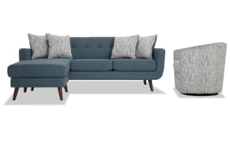 Bettie Teal 86'' Chofa & Swivel Chair