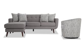 Bettie Gray 86'' Chofa & Swivel Chair