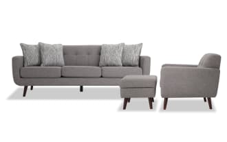 Bettie Gray 86'' Sofa, Chair & Storage Ottoman