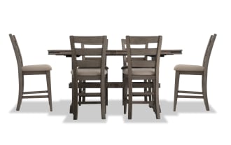 Hudson 7 Piece Gray & Beige Upholstered Extendable Counter Height Dining Set