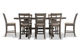 Hudson 9 Piece Gray & Beige Upholstered Extendable Counter Height Dining Set