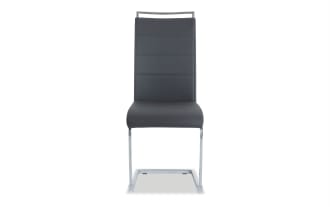 Skyline Chrome & Charcoal Faux Leather Solid Back Upholstered Dining Chair