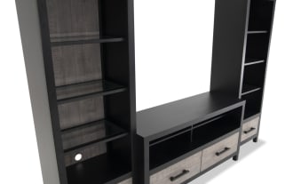 Fusion 94'' Black & Gray 3 Piece Storage Entertainment Center