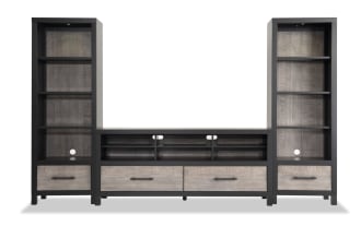 Fusion 108'' Black & Gray 3 Piece Storage Entertainment Center