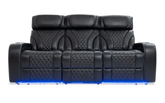 Premier Black Leather 86'' Power Reclining Sofa with Power Headrest