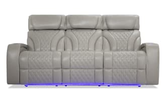 Premier Pearl Leather 86'' Power Reclining Sofa with Power Headrest