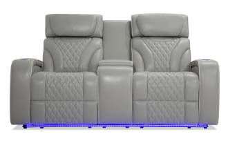 Premier Pearl Leather 74'' Power Reclining Console Loveseat with Power Headrest