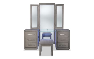 Cosmopolitan Gray 6 Drawer Vanity Set