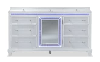 Glamour White 9 Drawer Dresser
