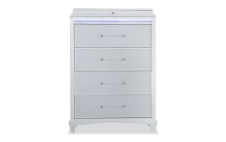 Glamour White 5 Drawer Chest
