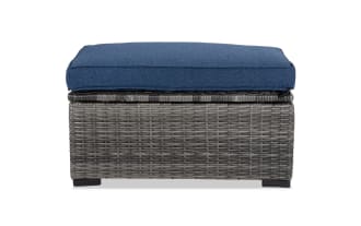 Lennox Navy Wicker Outdoor Storage Ottoman